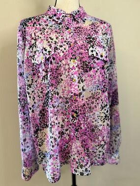 Dana Buchman colorful leopard print top wearable art SZ XL